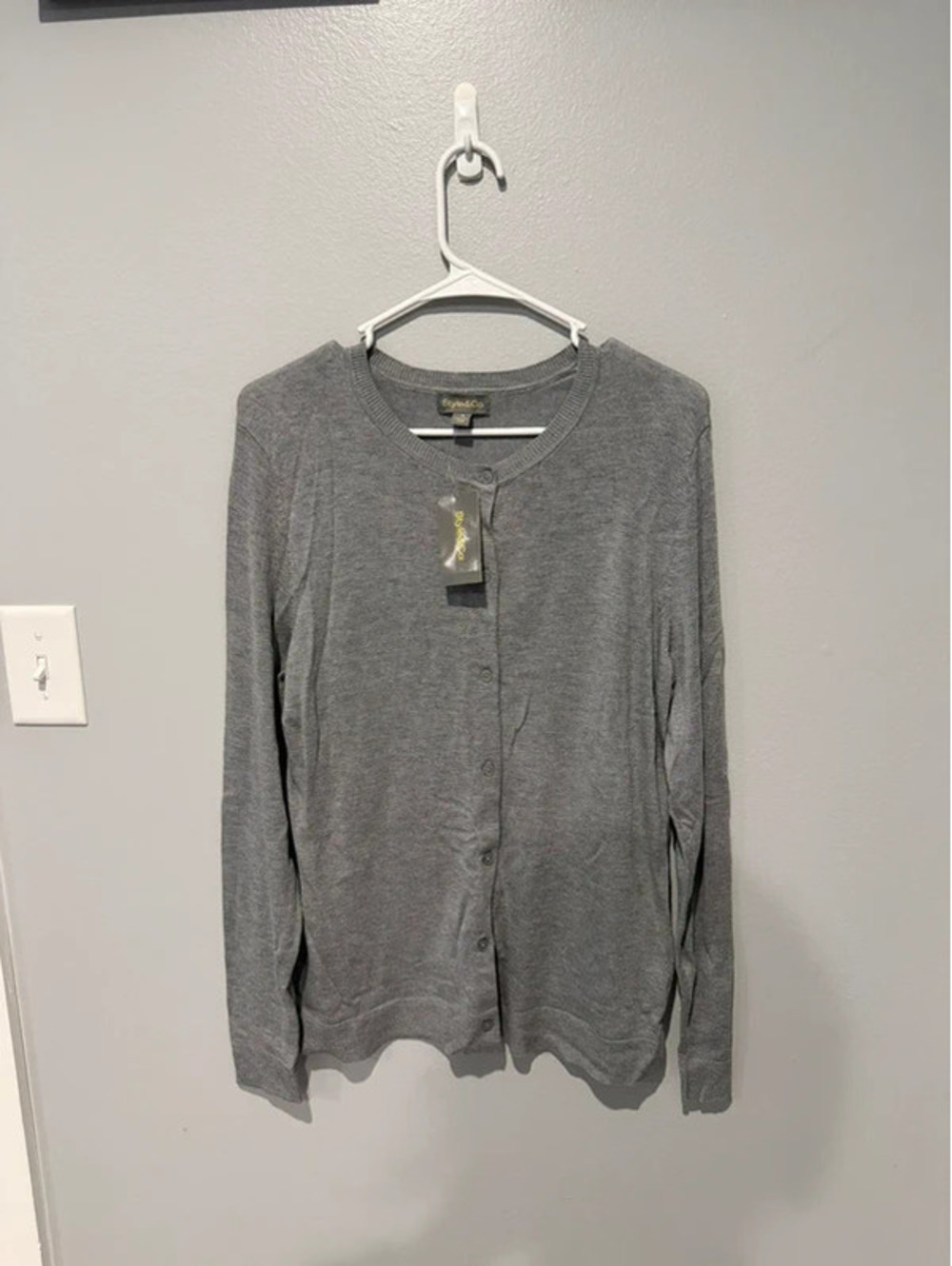 Style & Co. Gray Heather Button Cardigan Sweater Medium NWT